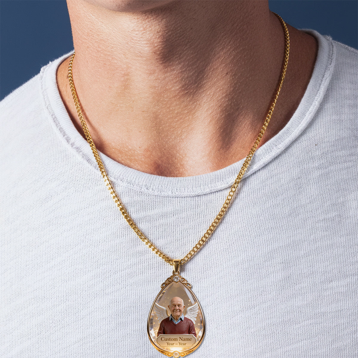 Pendentif en métal en forme de larme, cadeau de condoléances - Collier commémoratif personnalisé