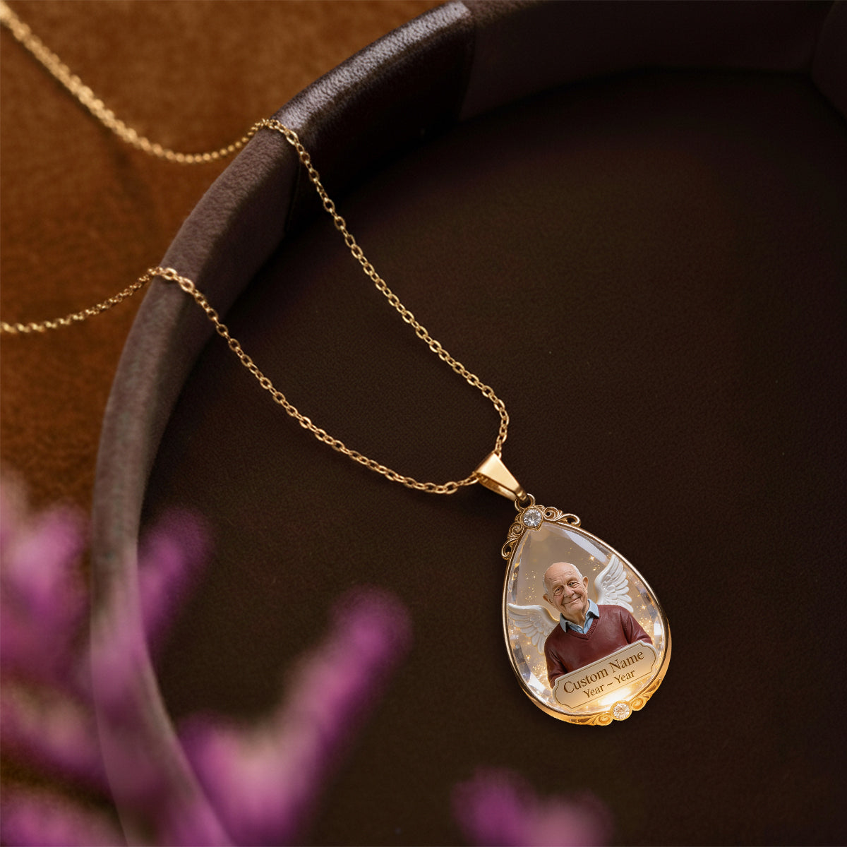 Pendentif en métal en forme de larme, cadeau de condoléances - Collier commémoratif personnalisé
