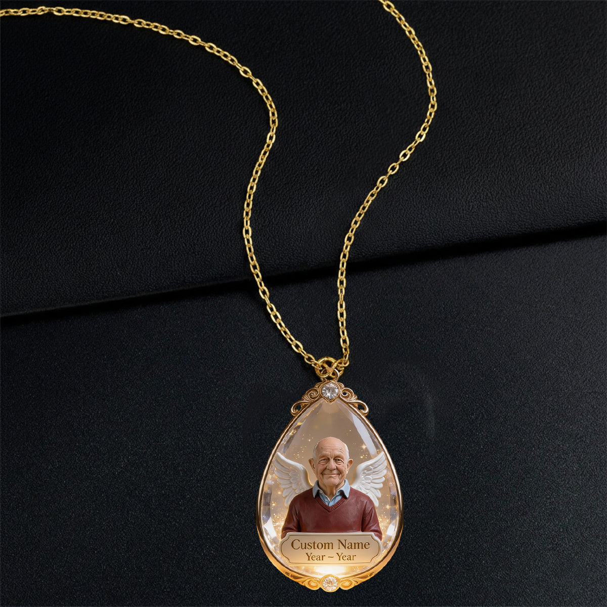 Pendentif en métal en forme de larme, cadeau de condoléances - Collier commémoratif personnalisé