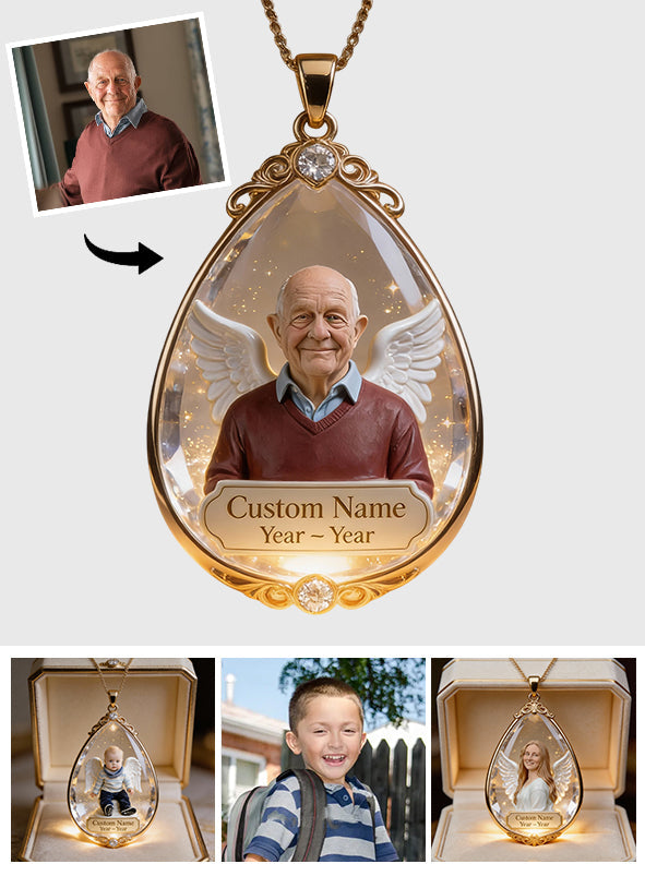 Pendentif en métal en forme de larme, cadeau de condoléances - Collier commémoratif personnalisé