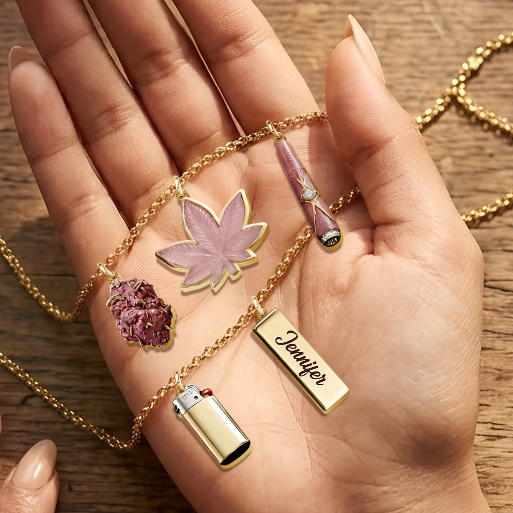 Boucles d'oreilles et pendentifs en weed personnalisés - Feeling Dope