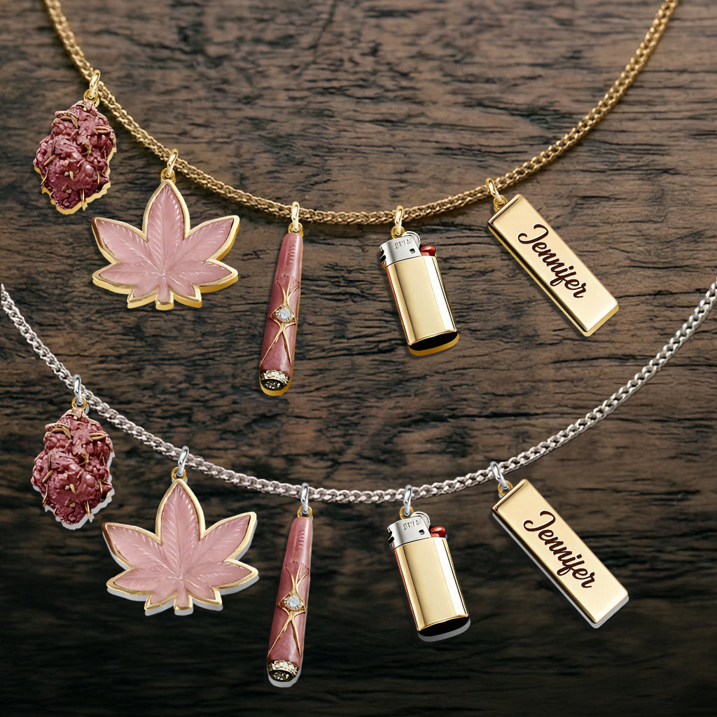 Boucles d'oreilles et pendentifs en weed personnalisés - Feeling Dope