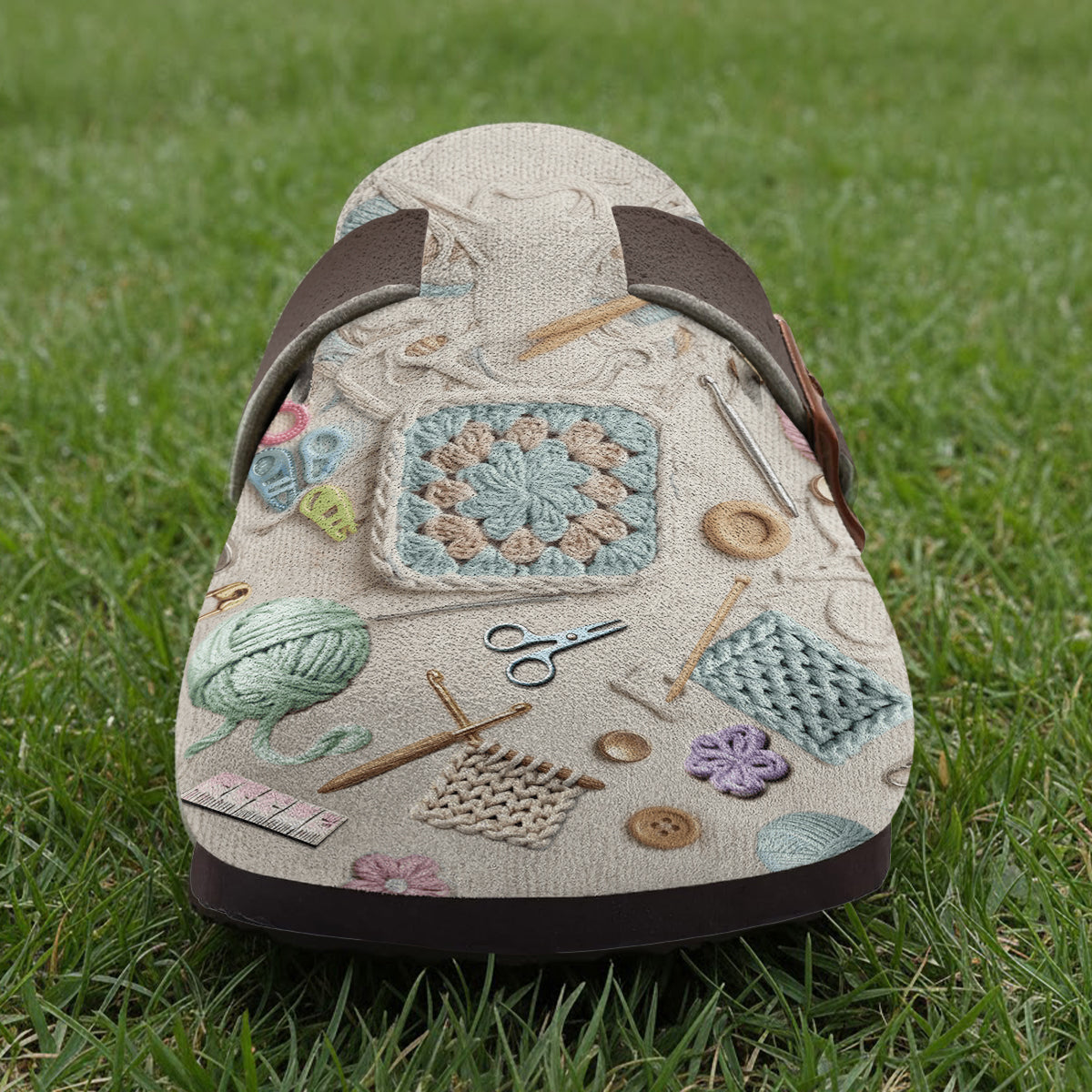 Crocheting Makes Me Happy - Personalized Crocheting Clogs With Arch Support