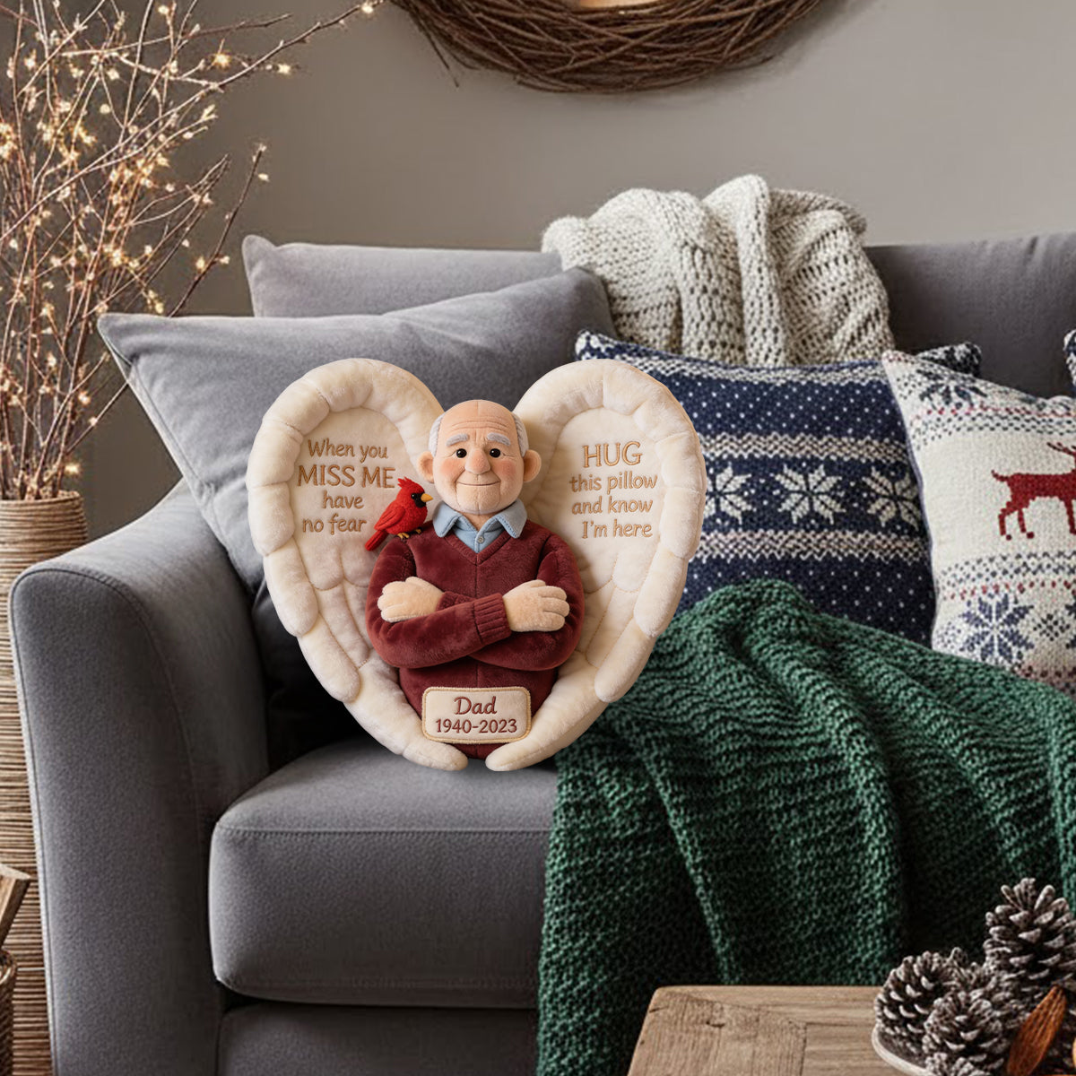 Custom From Photo - When You Miss Me - Personalized Memorial Faux Fur Shaped Pillow