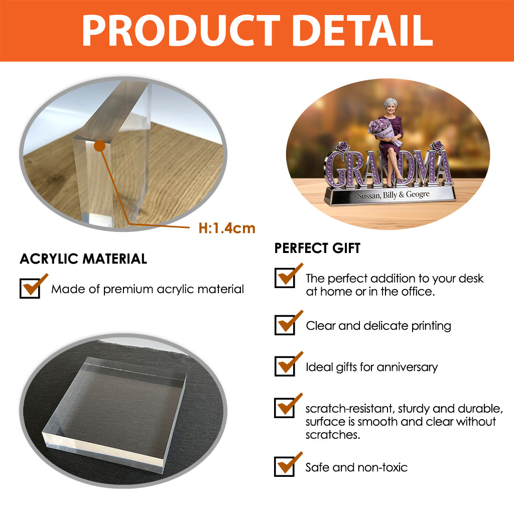 Custom Any Photo Gift For Mom/Grandma - Personalized Mother Custom Shaped Acrylic Plaque