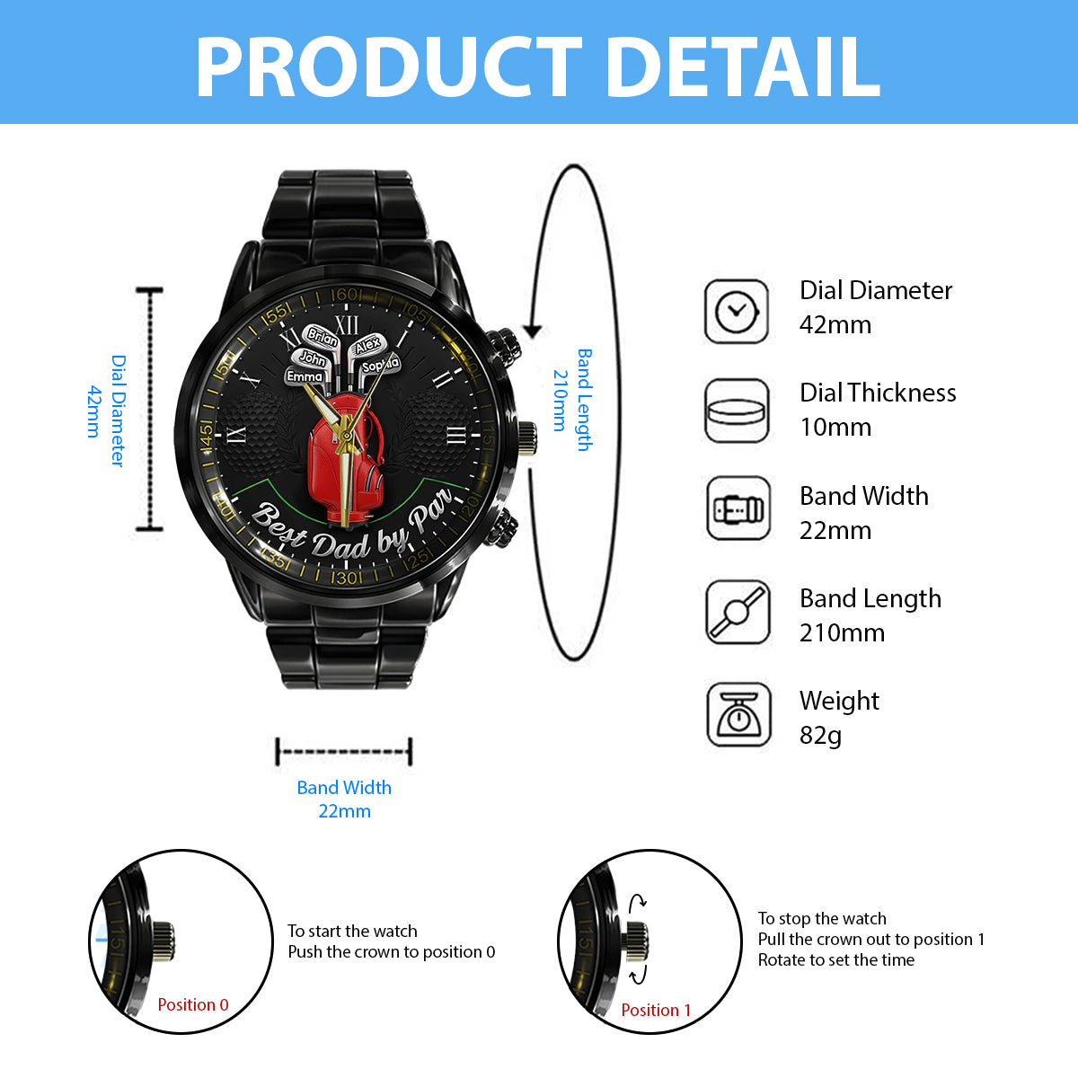 Best Dad By Par - Personalized Golf Hand Watch