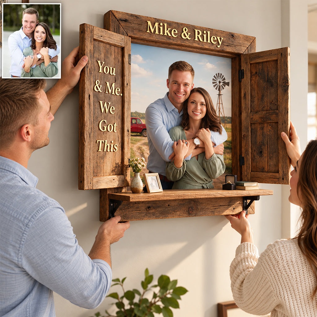 God Blessed The Broken Road - Personalized Couple Wooden Floating Shelf