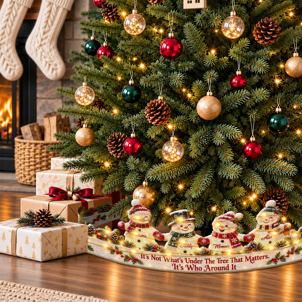 Around Christmas Tree - Personalized Family LED Light Tree Collar