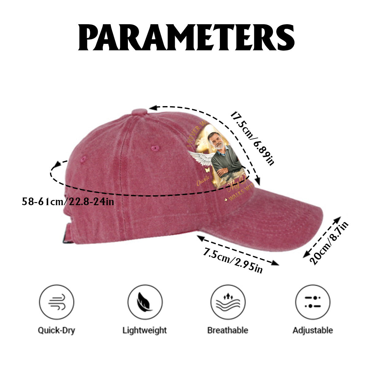 I Never Walk Alone - Personalized Memorial Washed Denim Cap