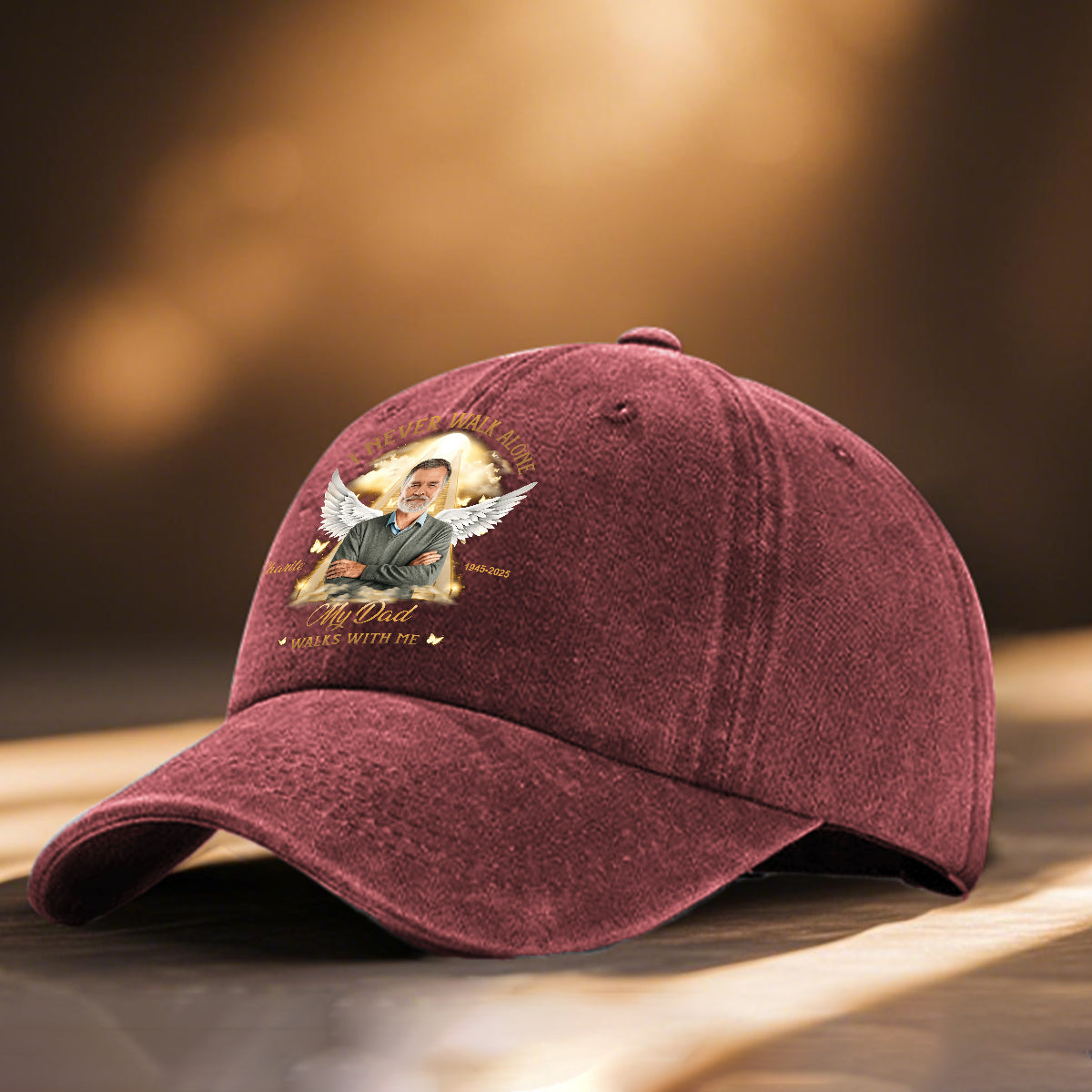 I Never Walk Alone - Personalized Memorial Washed Denim Cap