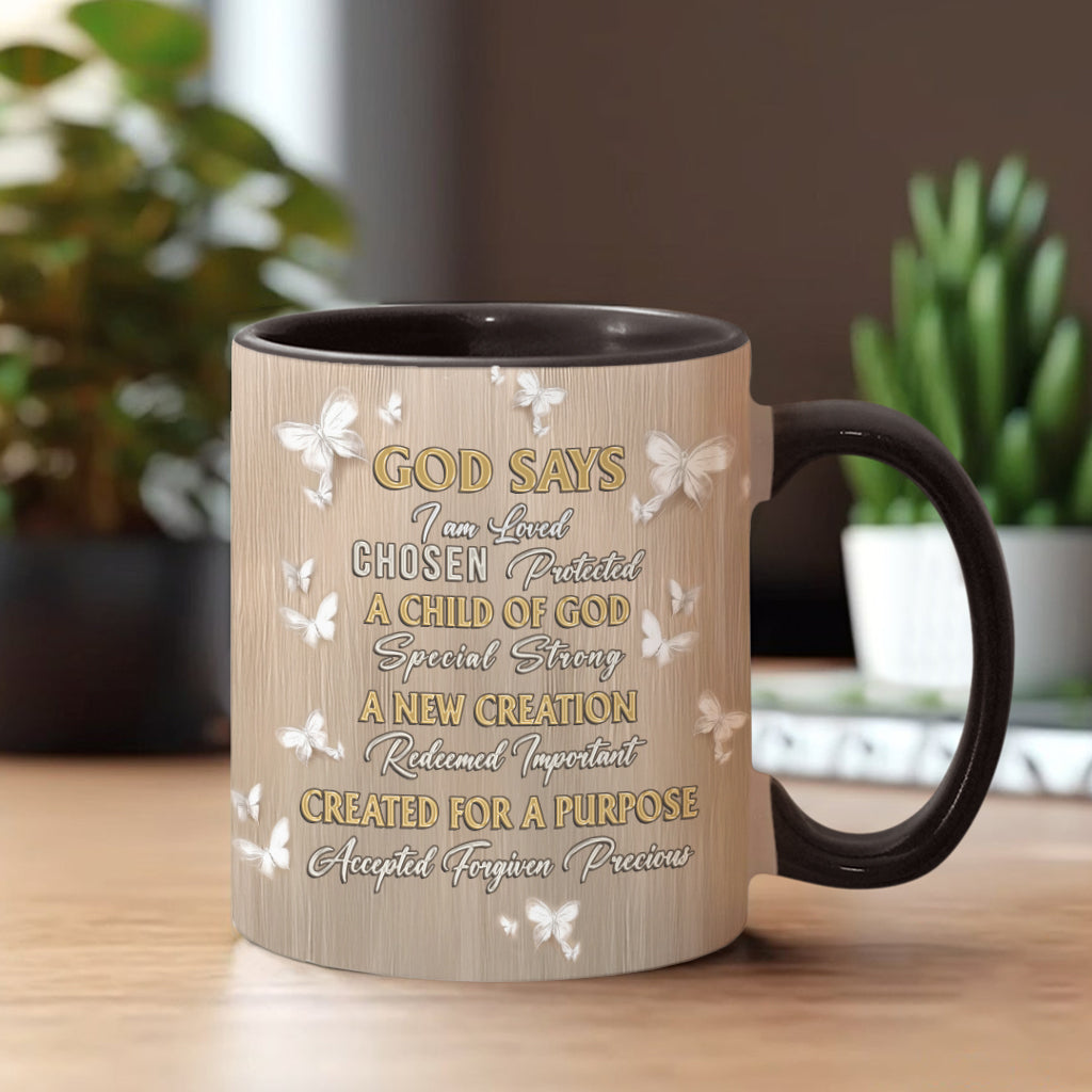 God Says I am Warrior - Personalized Christian Accent Mug
