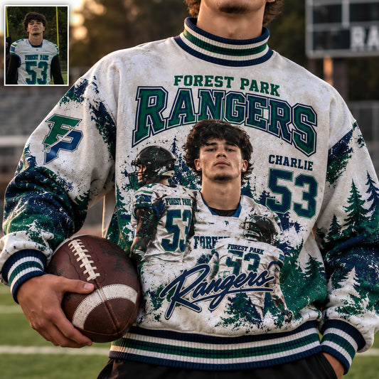 College Football Team - Personalized Football Mock Neck Sweatshirt