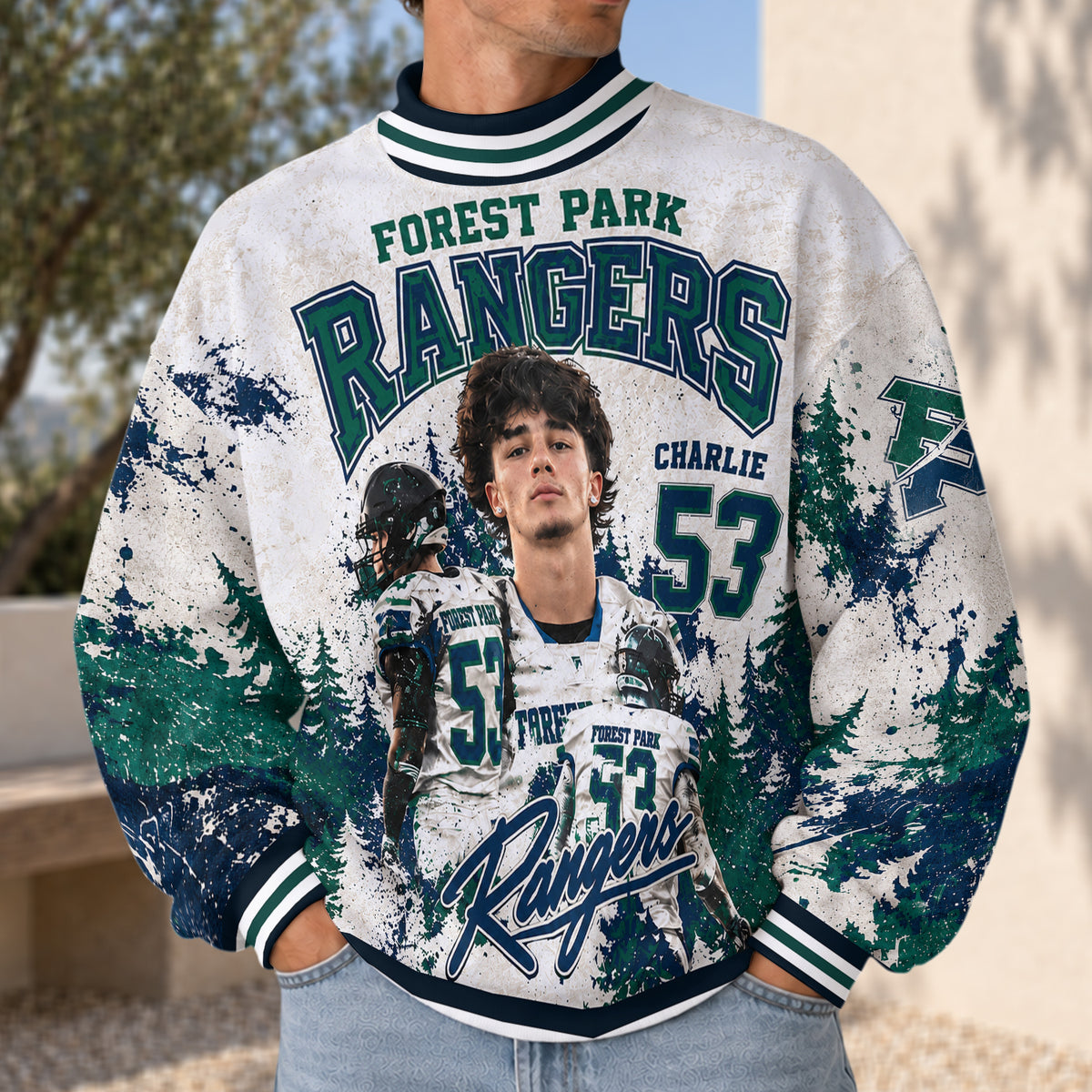 College Football Team - Personalized Football Mock Neck Sweatshirt