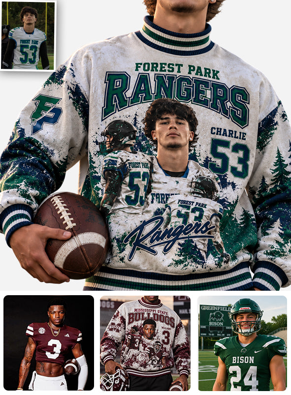 College Football Team - Personalized Football Mock Neck Sweatshirt
