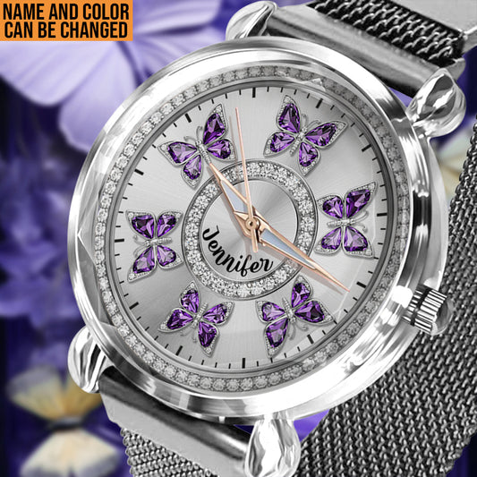 Montre-bracelet personnalisée pour femme « Papillons d'amour » -