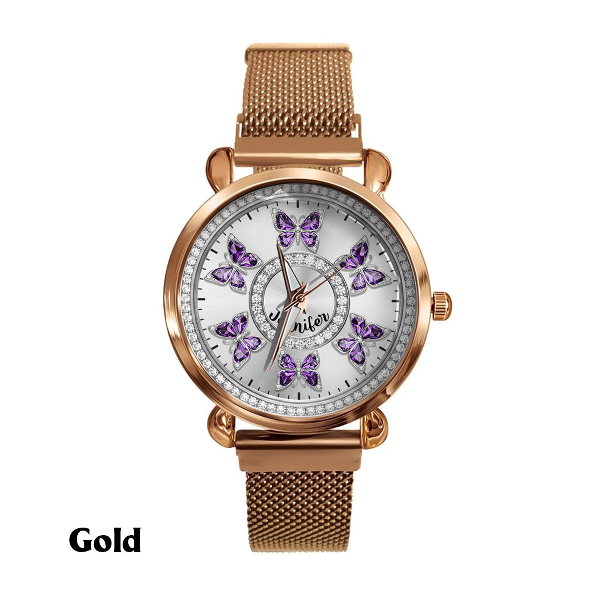 Montre-bracelet personnalisée pour femme « Papillons d'amour » -