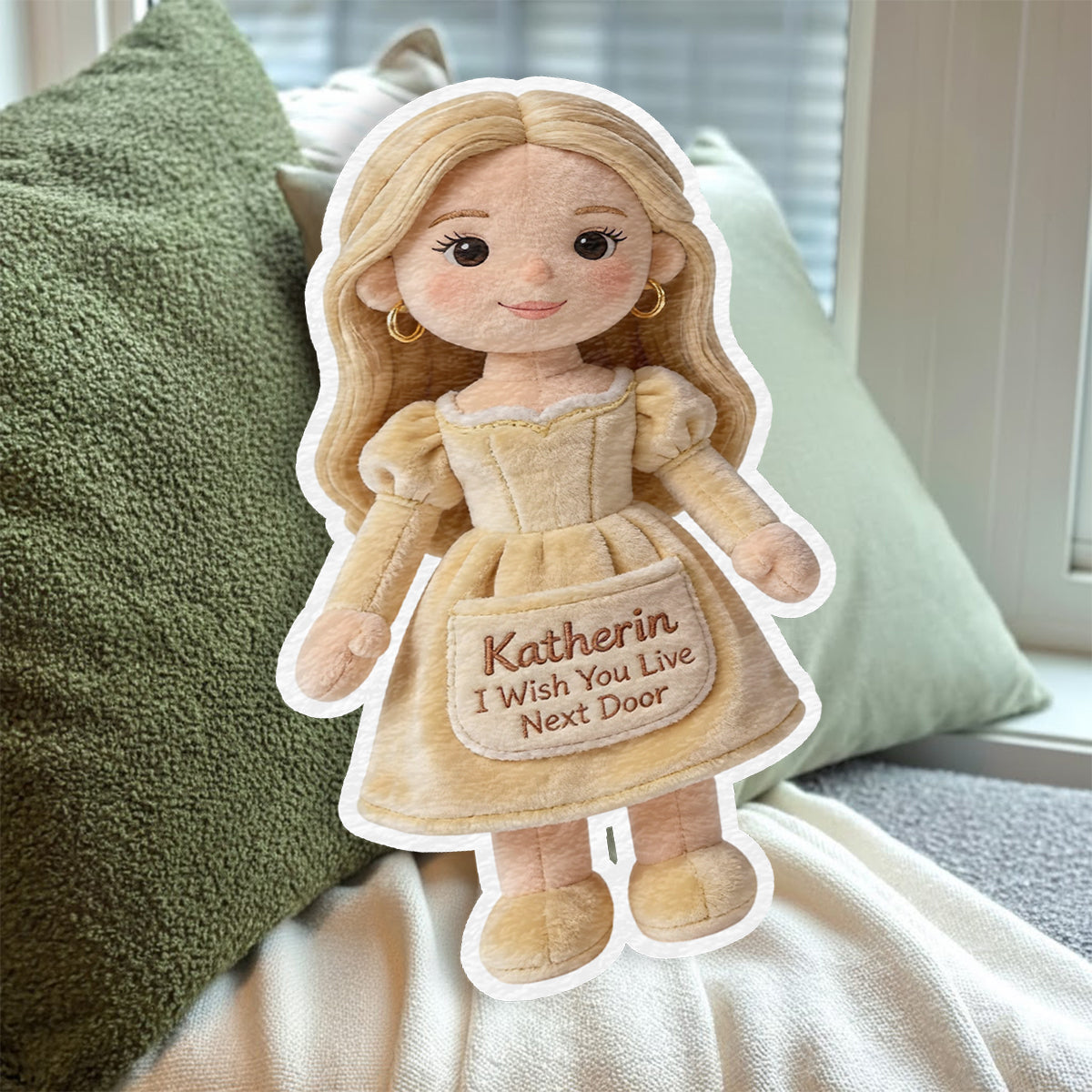 J'aimerais que tu sois ma voisine - Coussin personnalisé en fausse fourrure pour ma meilleure amie