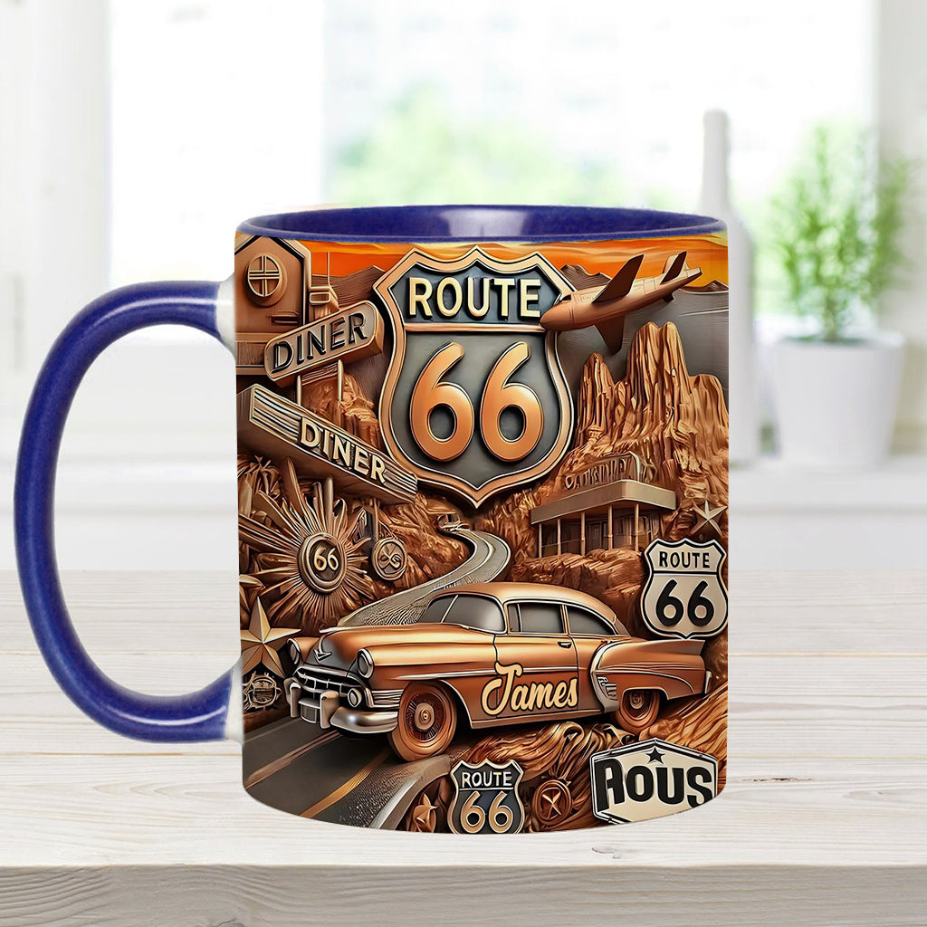 Vintage Route 66 - Personalized Muscle Car Accent Mug