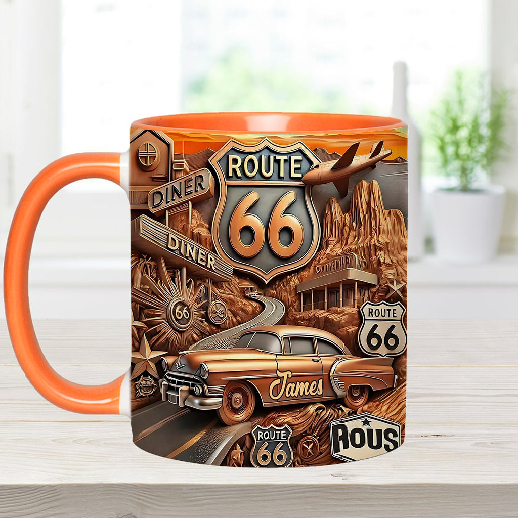 Vintage Route 66 - Personalized Muscle Car Accent Mug