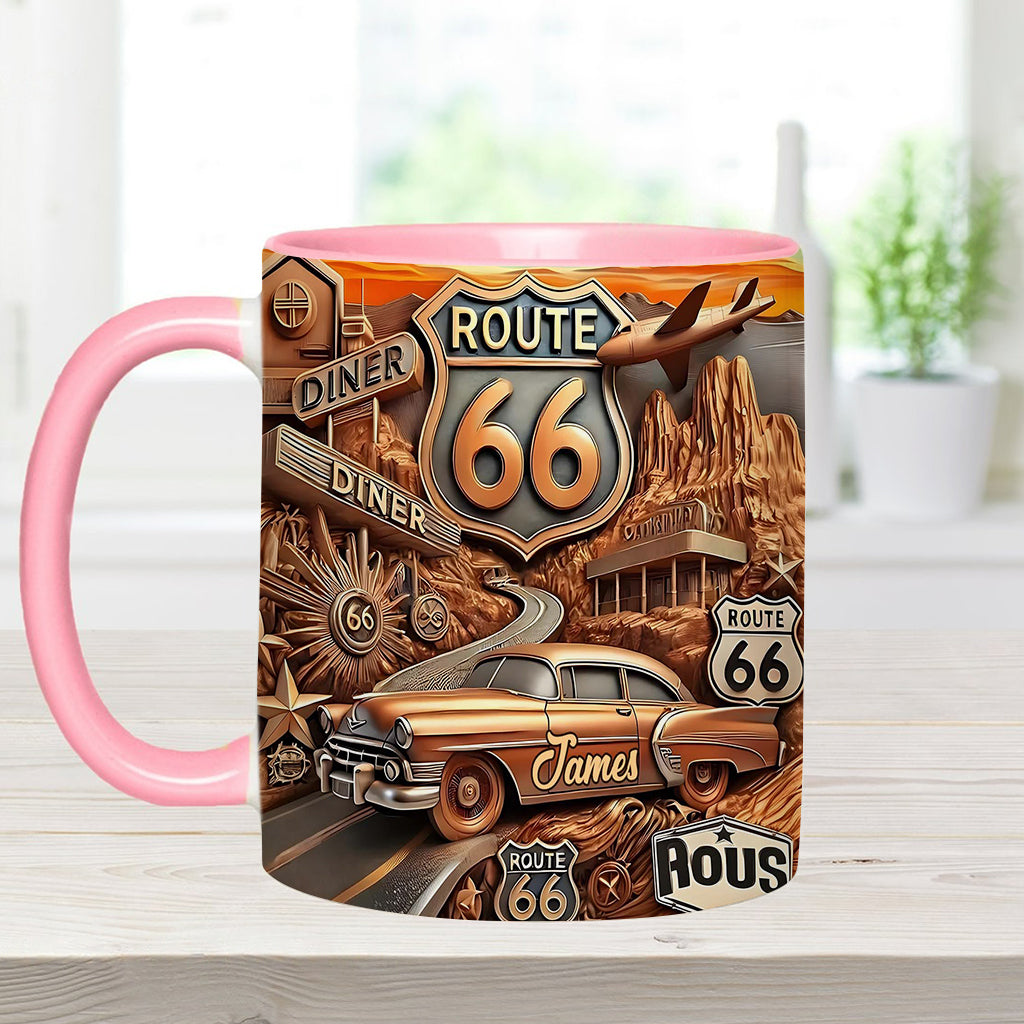 Vintage Route 66 - Personalized Muscle Car Accent Mug