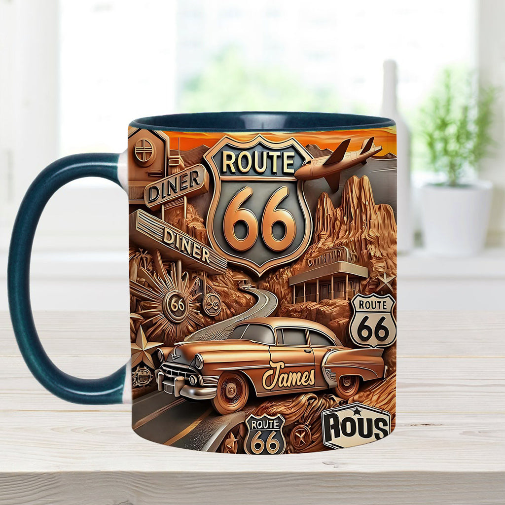 Vintage Route 66 - Personalized Muscle Car Accent Mug