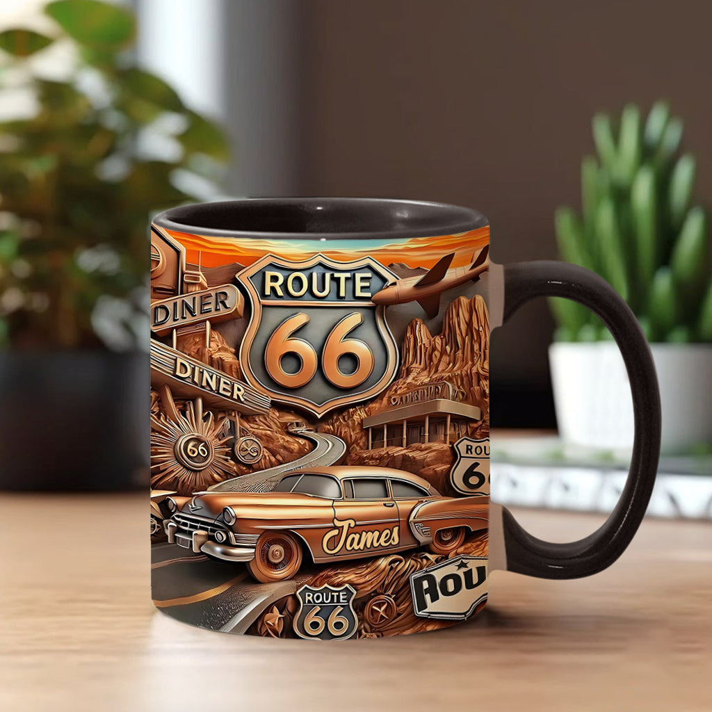 Vintage Route 66 - Personalized Muscle Car Accent Mug