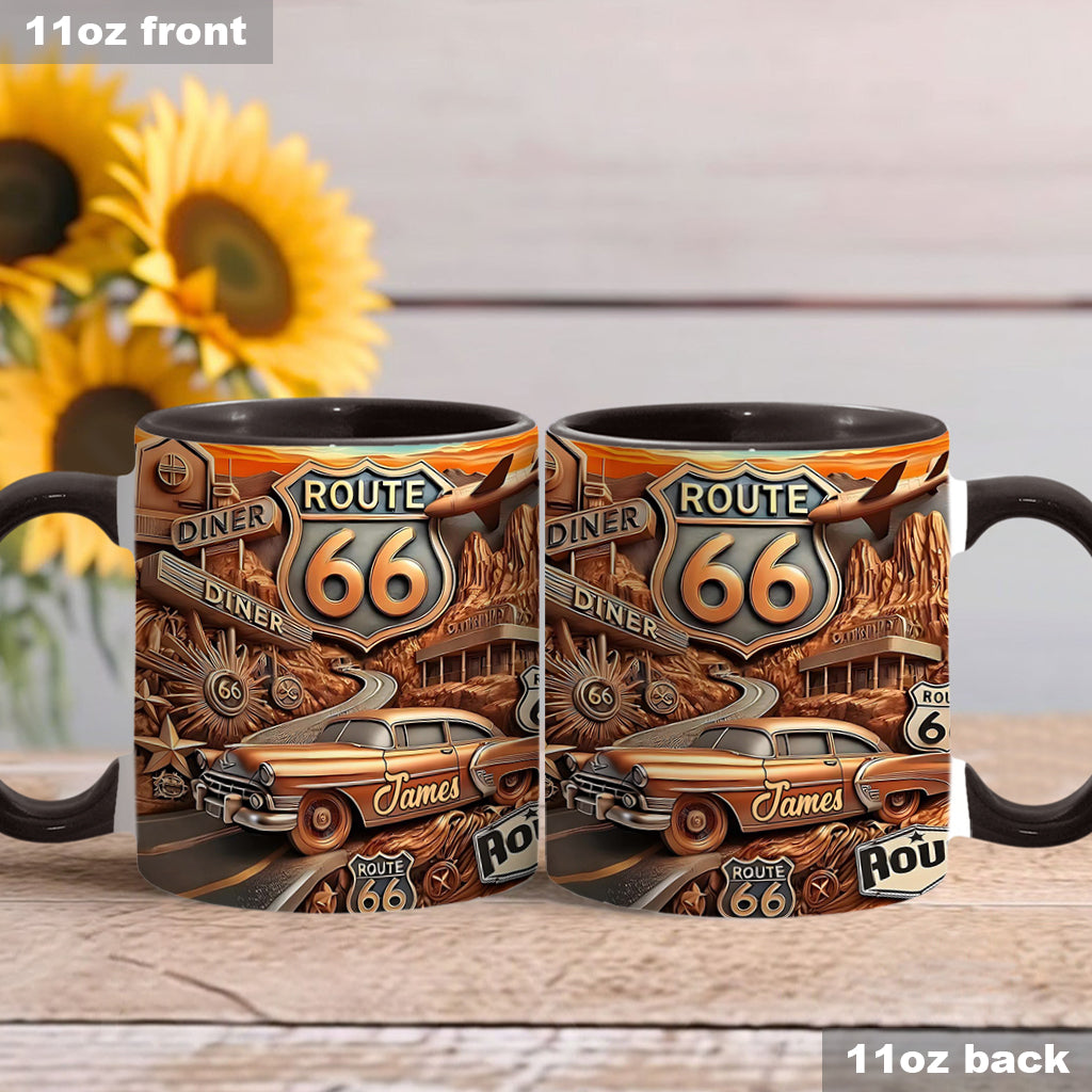 Vintage Route 66 - Personalized Muscle Car Accent Mug