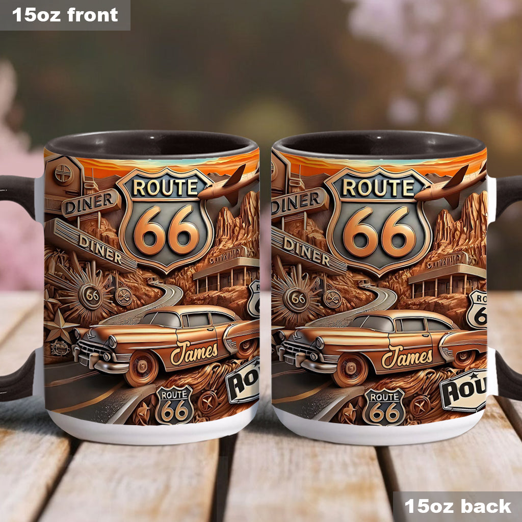 Vintage Route 66 - Personalized Muscle Car Accent Mug