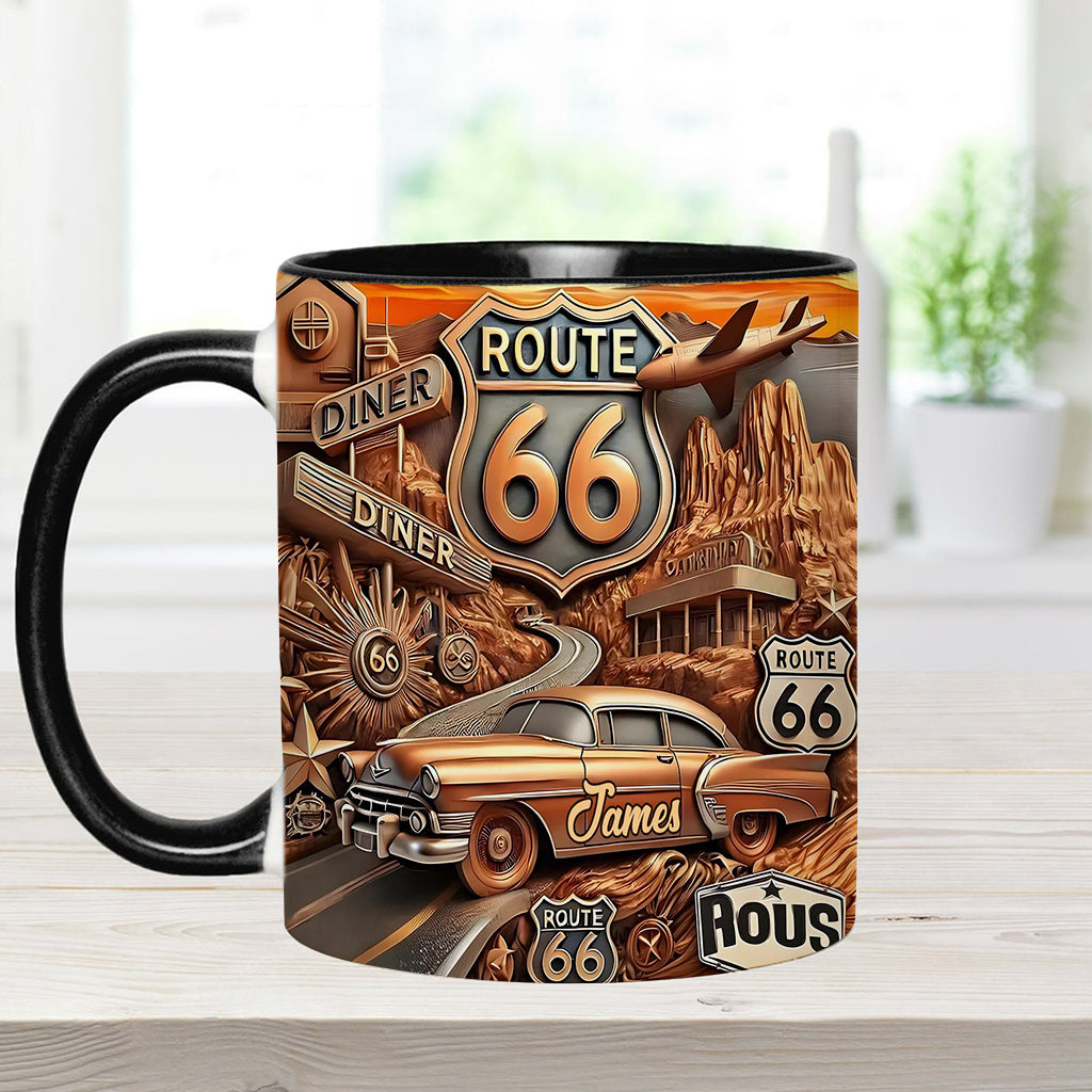 Vintage Route 66 - Personalized Muscle Car Accent Mug