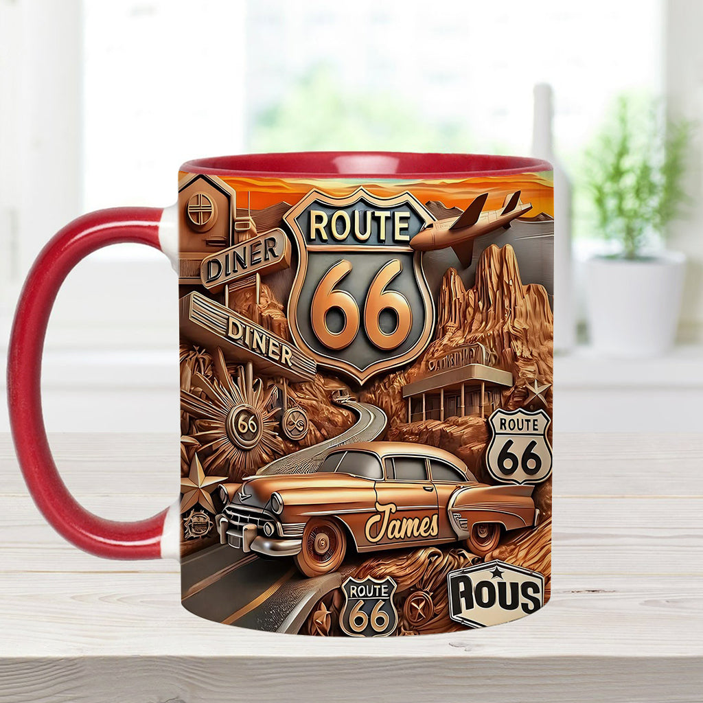 Vintage Route 66 - Personalized Muscle Car Accent Mug