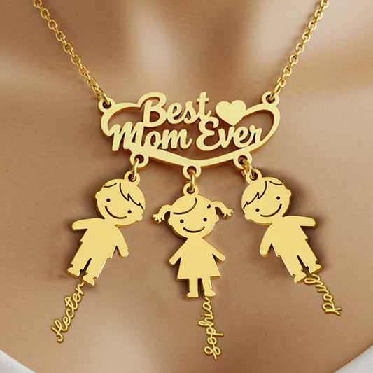 Meilleure maman du monde - Collier personnalisé pour maman avec breloques