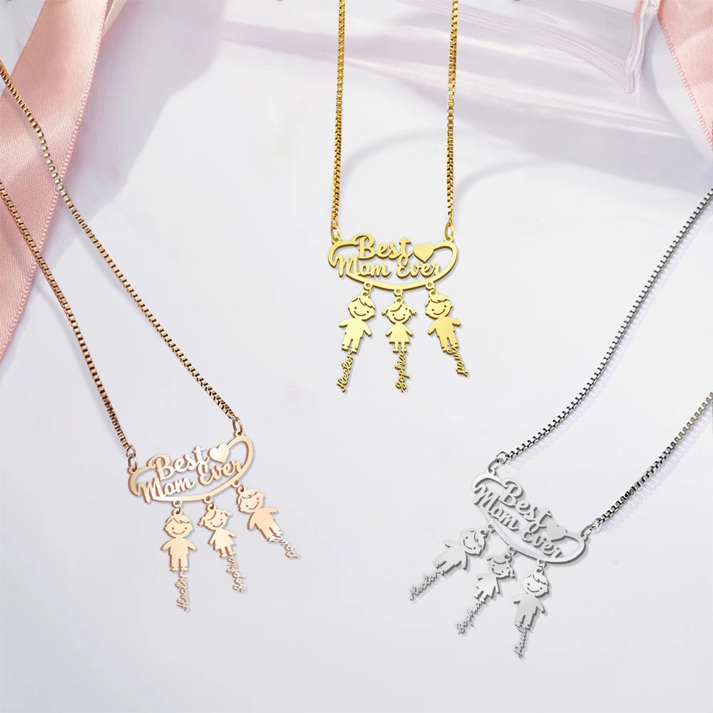 Best Mom Ever - Personalized Mother Necklace with Charms