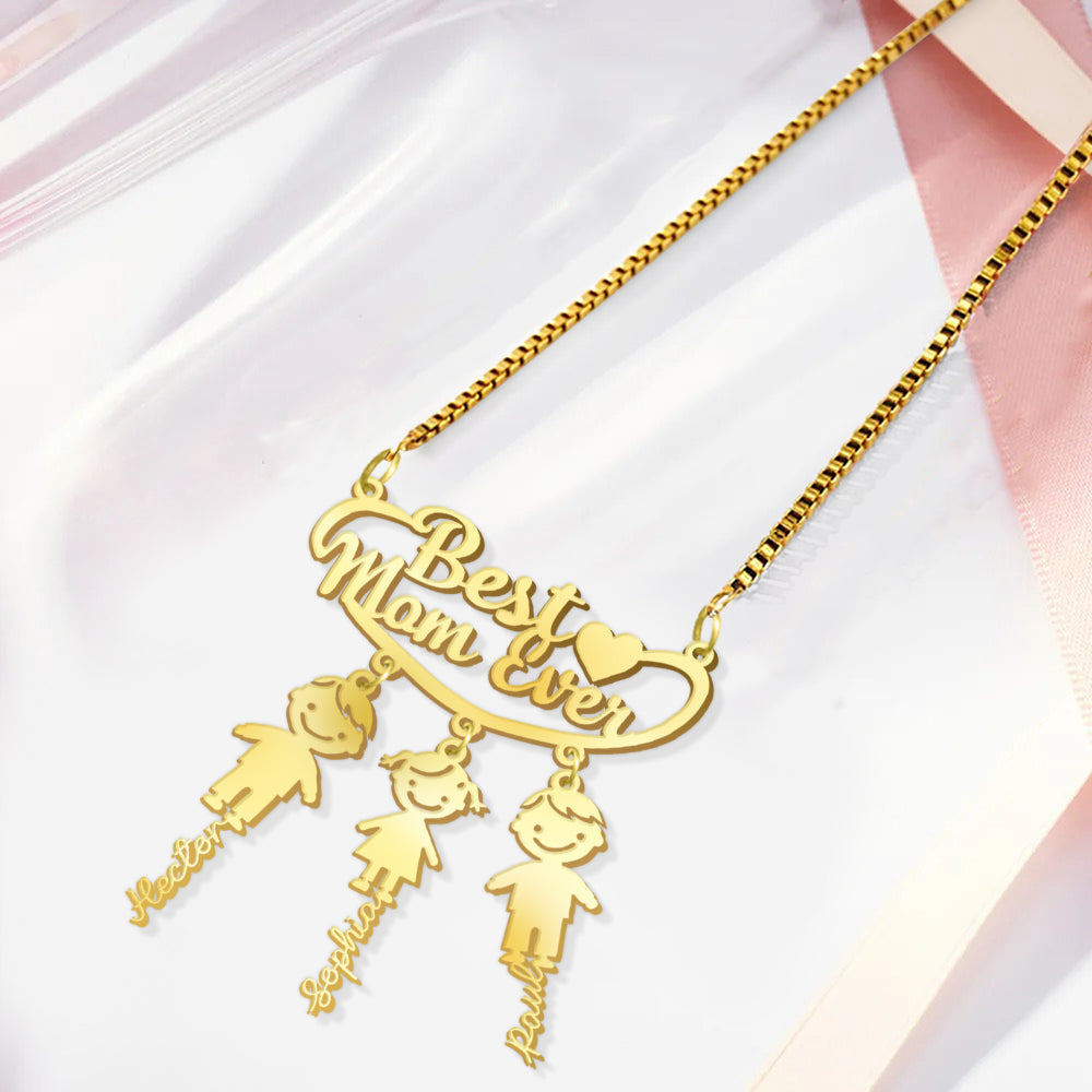 Best Mom Ever - Personalized Mother Necklace with Charms