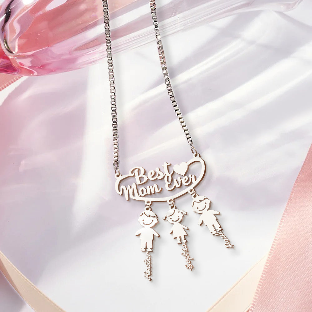 Best Mom Ever - Personalized Mother Necklace with Charms