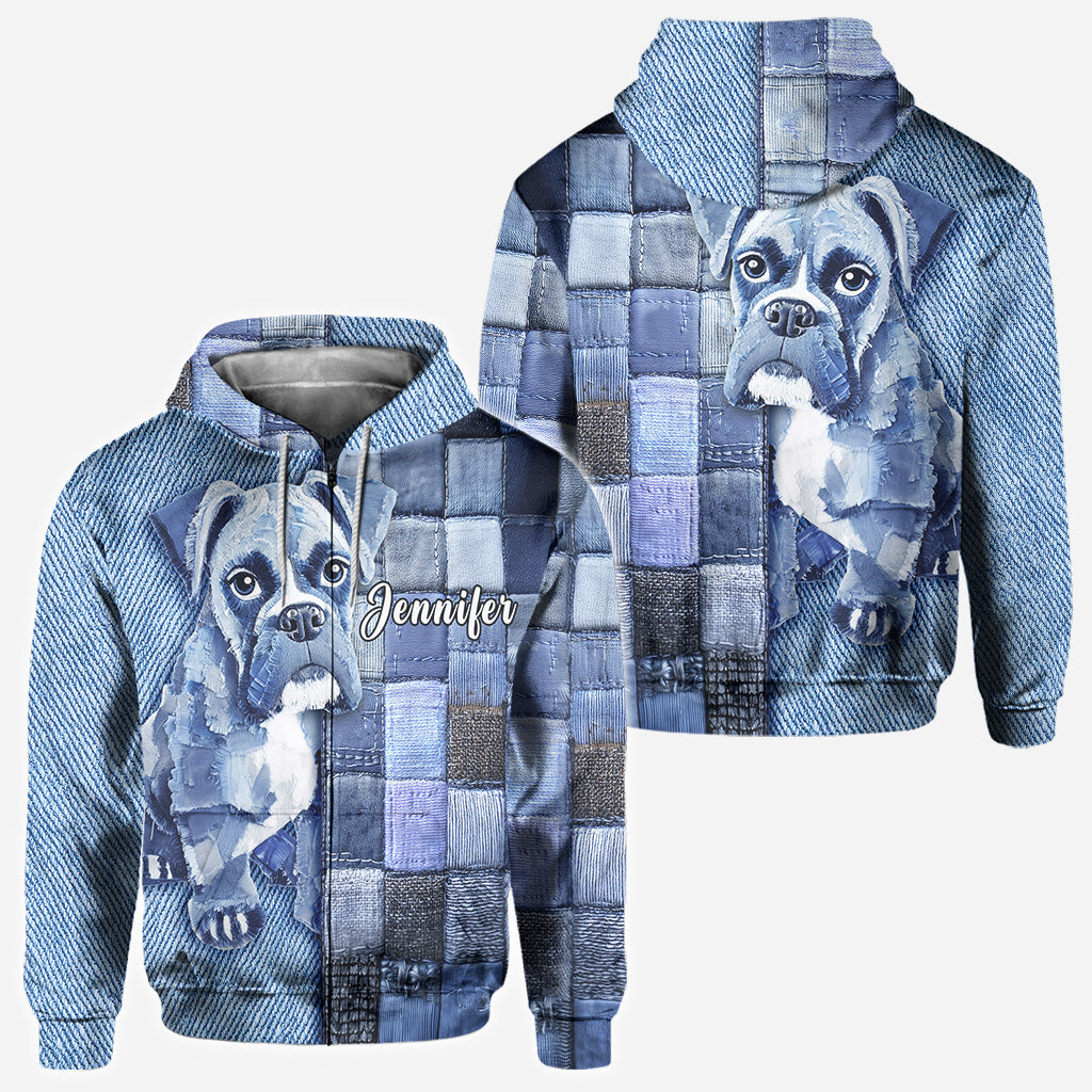 T-shirt personnalisé « Love Boxer » avec motif chien.