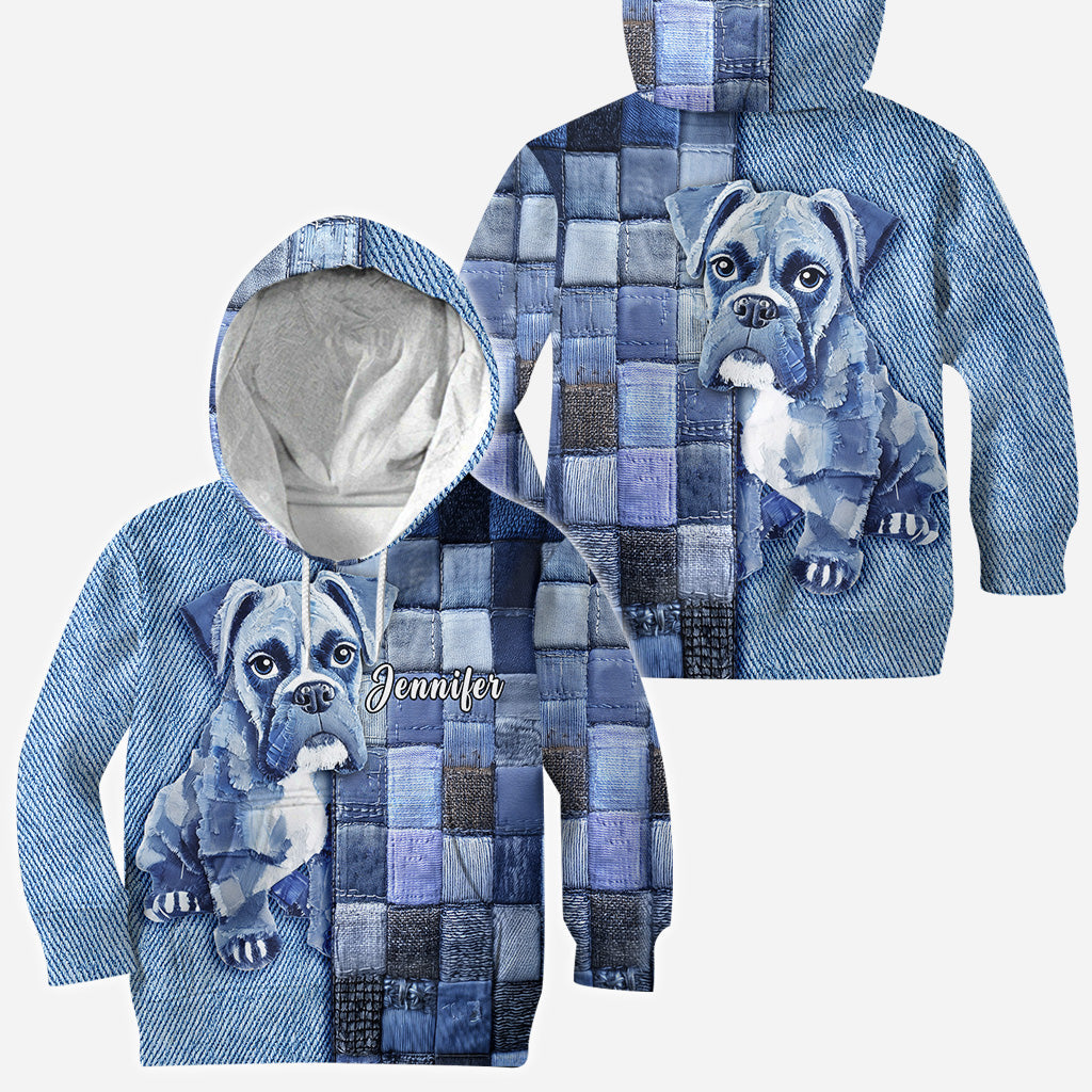 T-shirt personnalisé « Love Boxer » avec motif chien.