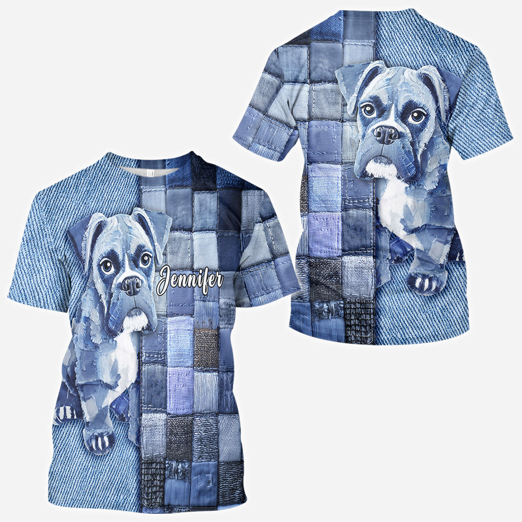 T-shirt personnalisé « Love Boxer » avec motif chien.