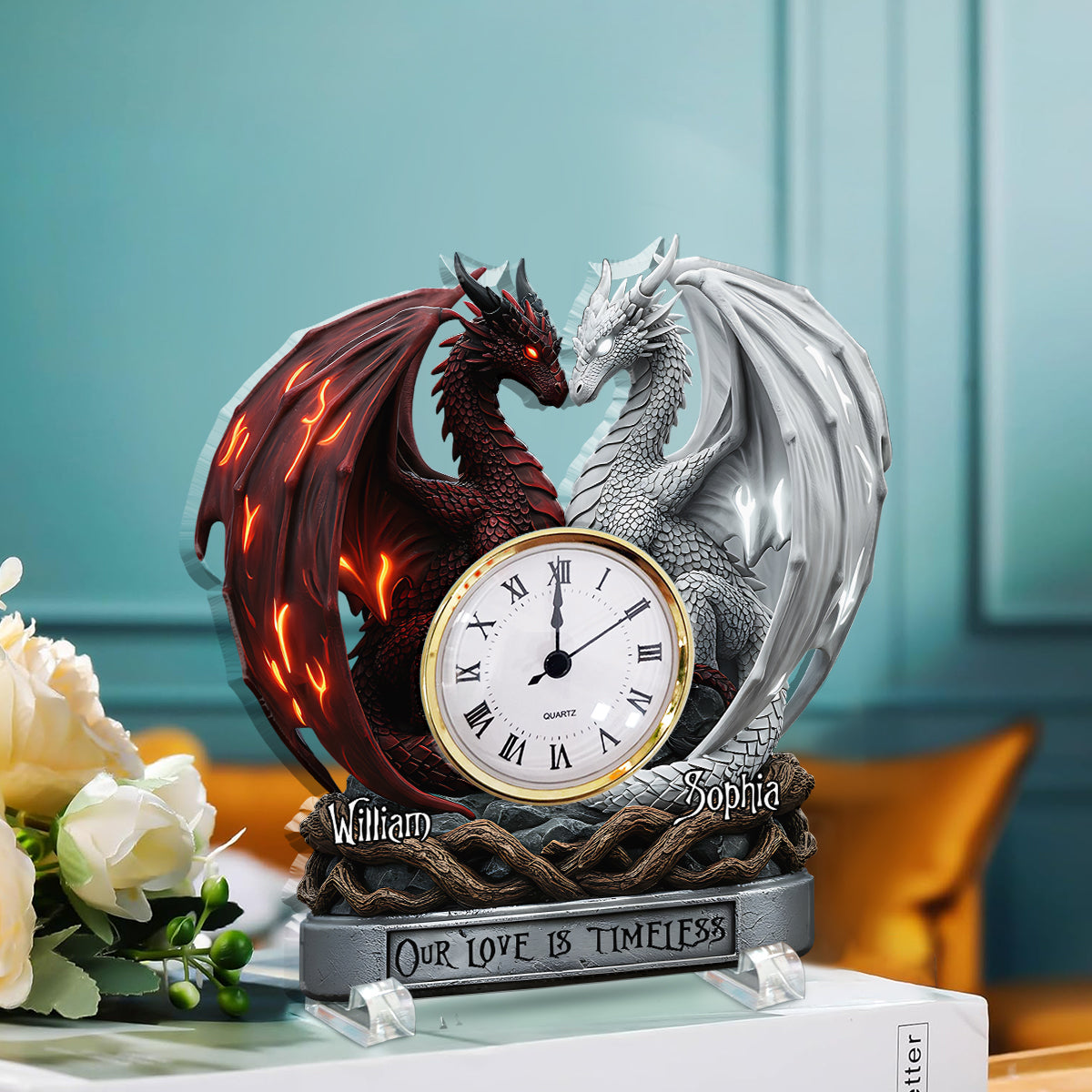 Notre amour est éternel - Plaque horloge acrylique personnalisée pour couple