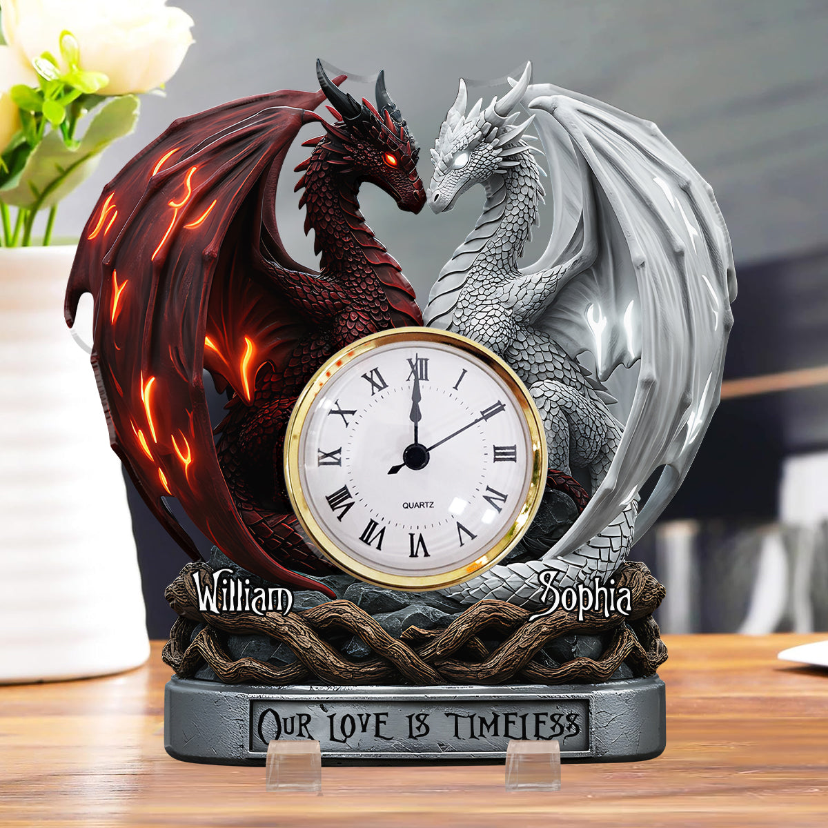 Notre amour est éternel - Plaque horloge acrylique personnalisée pour couple