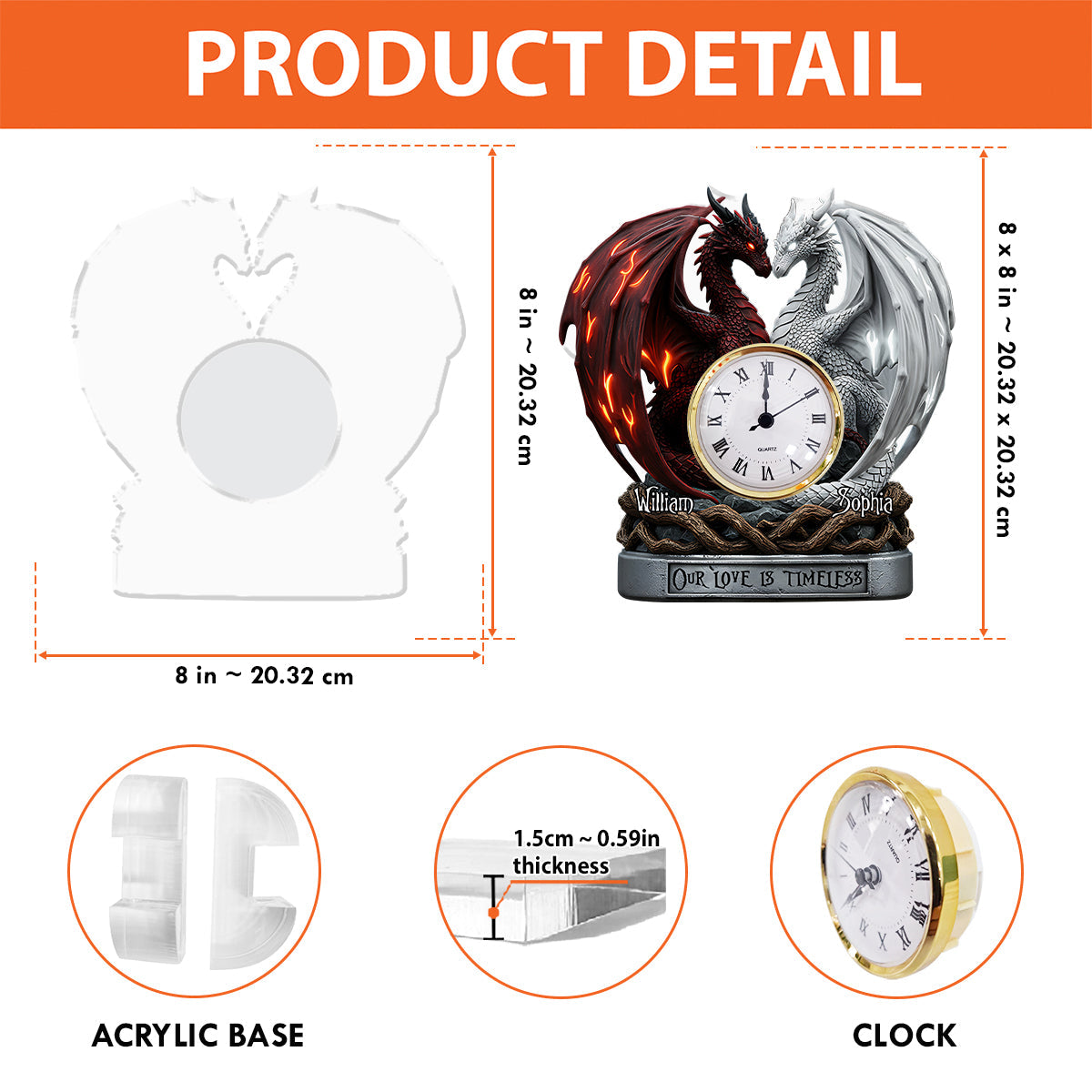 Notre amour est éternel - Plaque horloge acrylique personnalisée pour couple