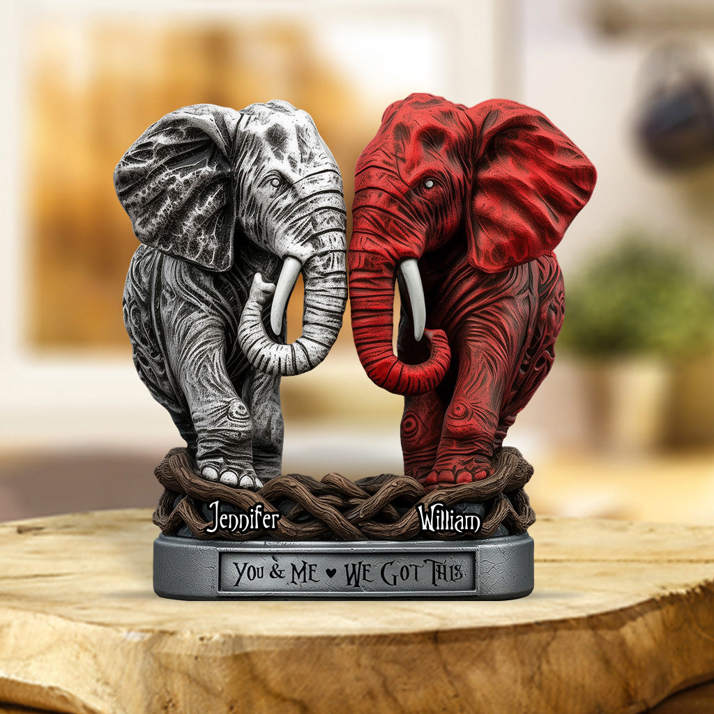 Toi et moi - Plaque acrylique personnalisée en forme d'éléphant