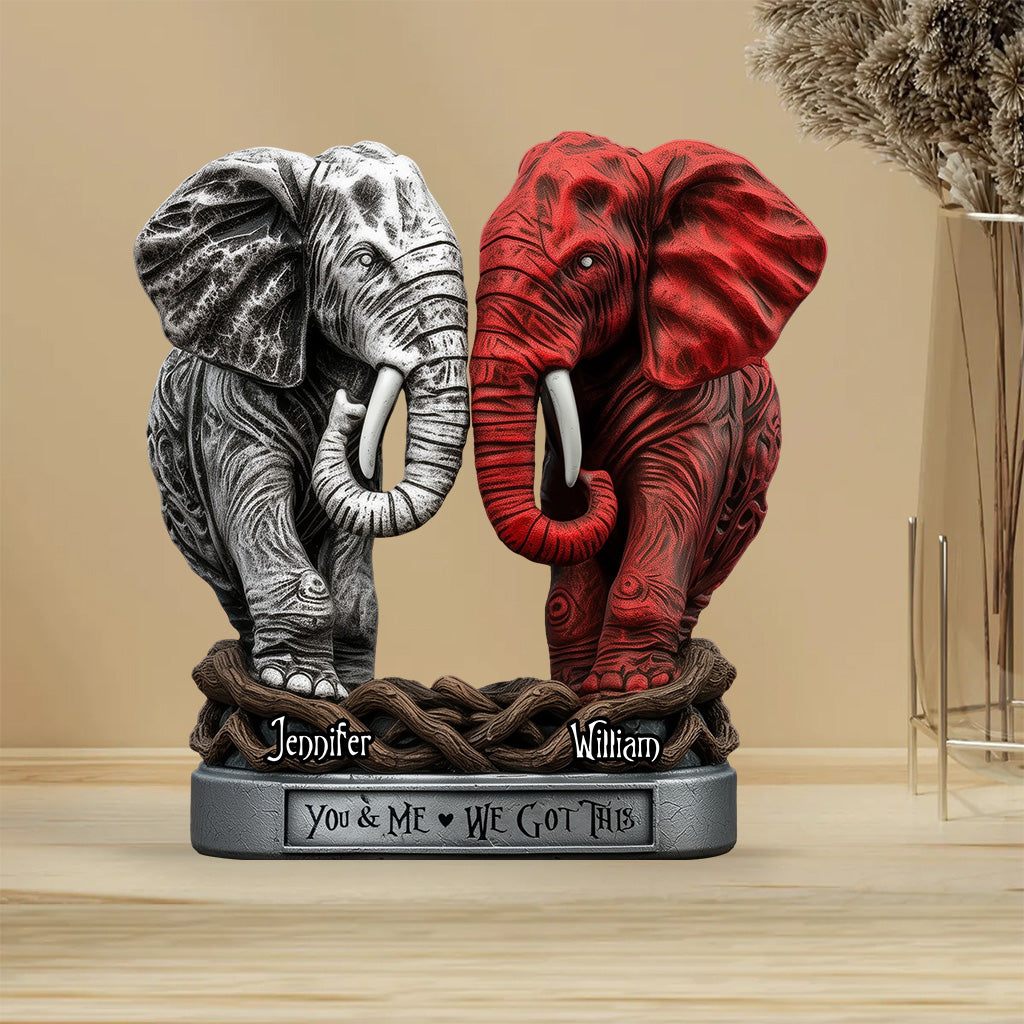 Toi et moi - Plaque acrylique personnalisée en forme d'éléphant