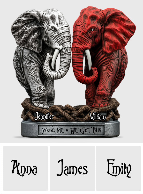Toi et moi - Plaque acrylique personnalisée en forme d'éléphant