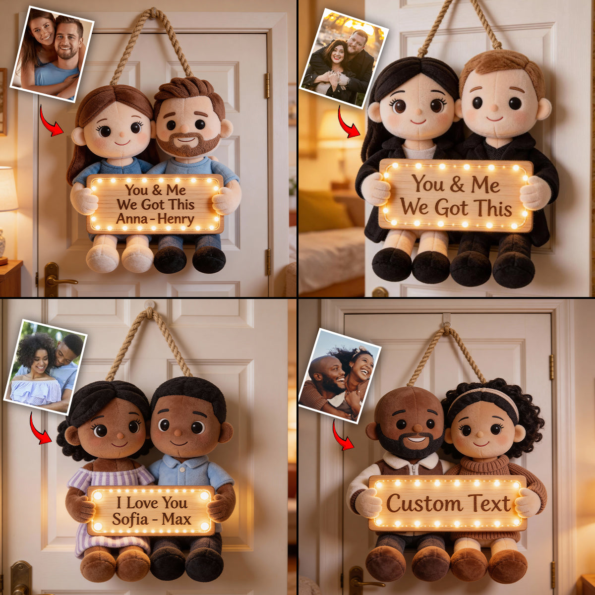 Toi et moi, on gère ! - Panneau lumineux LED personnalisé pour couples en acrylique