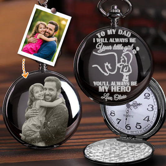 Papa, tu seras toujours mon héros - Montre de poche personnalisée pour père