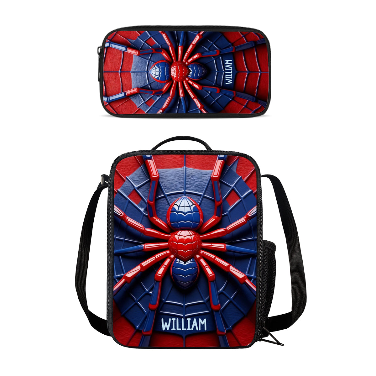 Ensemble sac à dos, sac à lunch et trousse personnalisés Spider pour enfant