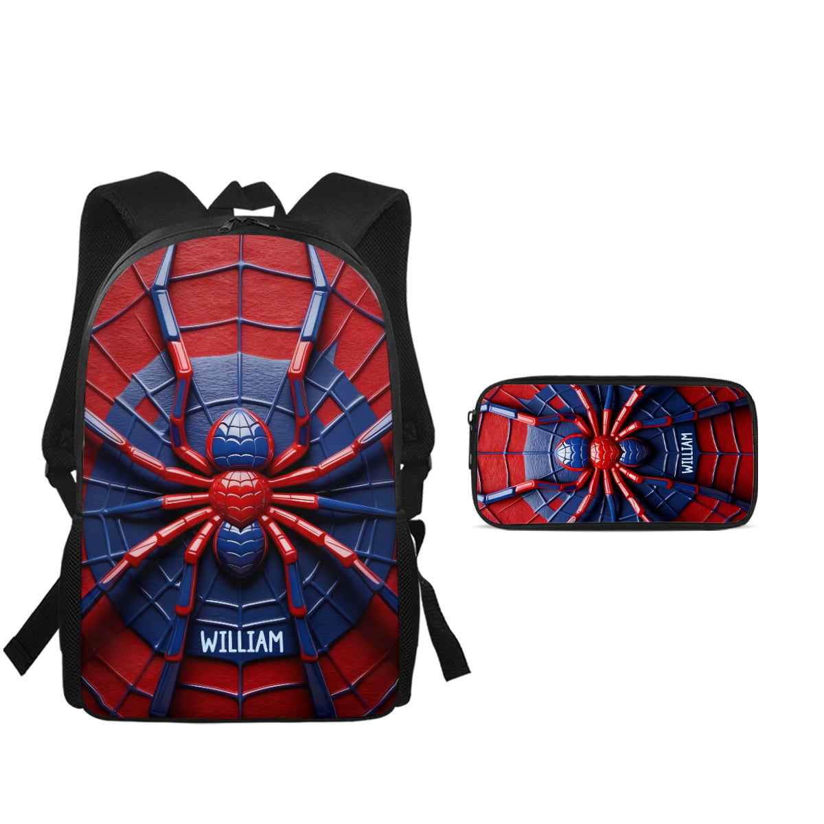 Ensemble sac à dos, sac à lunch et trousse personnalisés Spider pour enfant
