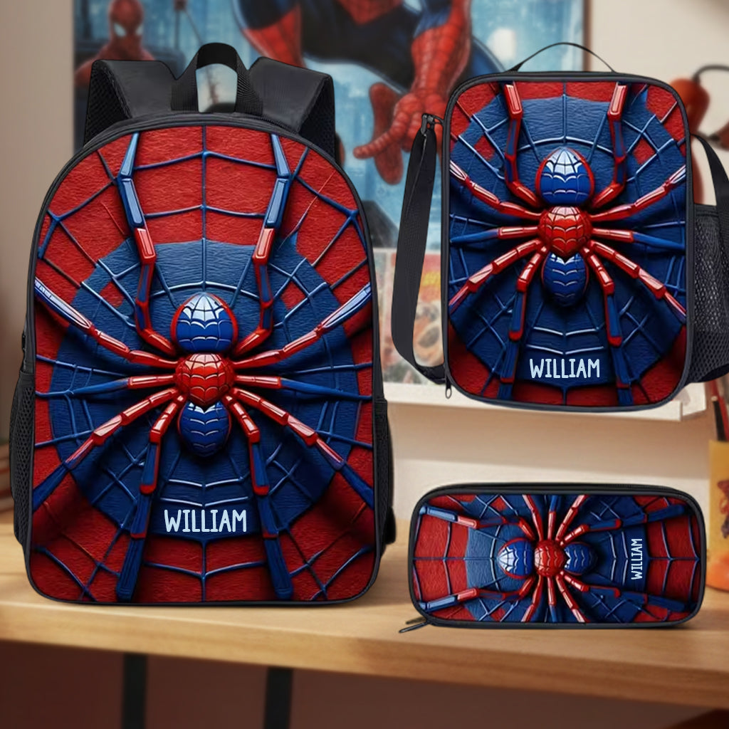 Ensemble sac à dos, sac à lunch et trousse personnalisés Spider pour enfant
