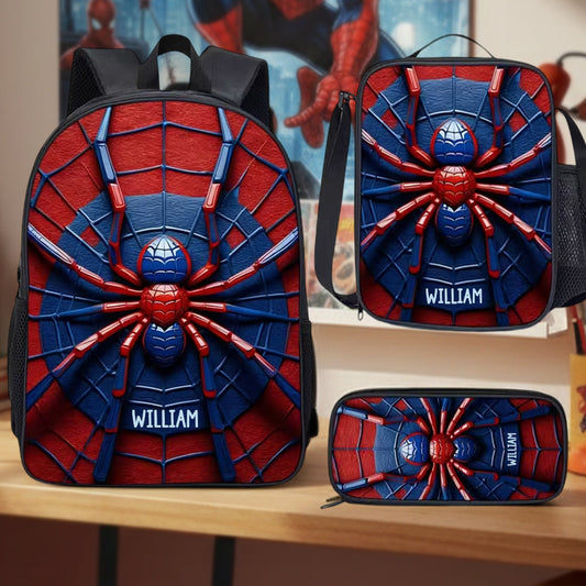 Spider - Personalized Kid Backpack Lunch Bag Pencil Case Set