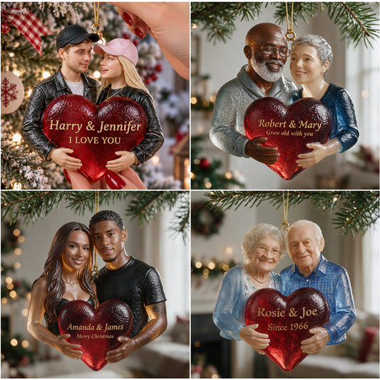 I Love You - Personalized Couple Custom Shape Glass Ornament